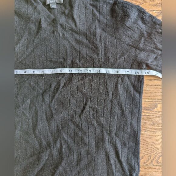 Apt. 9 100% cashmere v-neck black sweater ribbing stripe Men's size Large - Picture 6 of 8